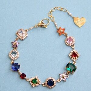 Gold-Tone Multicolor Gemstone Bracelet